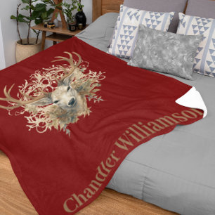 Majestätischer Hirsch - Benutzerdefinierter Name Fleecedecke
