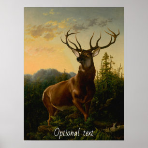Majestätischer Hirsch in den Bergen Poster