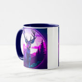 Majestätischer Hirsch in der Neonlandschaft. Tasse (Vorderseite Links)