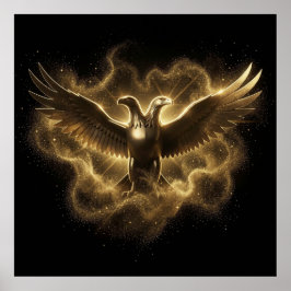 Majestätischer illyrischer Adler, der aus goldenem Poster