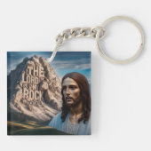 Majestätischer Jesus: Wächter des Berges Schlüsselanhänger (Rückseite)