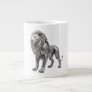 Majestätischer keltischer Silberlöwe mit aufwendig Jumbo-Tasse