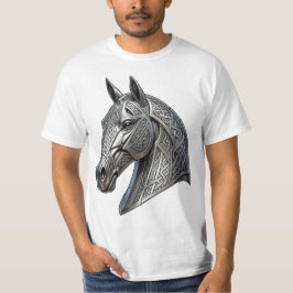 Majestätischer keltischer Silberpferdekopf mit Kno T-Shirt