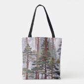 Majestätischer Kiefernwald – Friedliche Waldkunst Tasche (Rückseite)