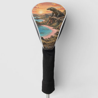 Majestätischer Komodo-Drache überblickt Pink Beach Golf Headcover