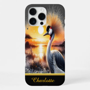 Majestätischer Kranich am Sonnenuntergangshorizont iPhone 16 Pro Max Hülle