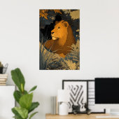 Majestätischer Leo-Kunstprint Gepanzerter Löwe mit Poster (Heimbüro)
