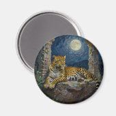 Majestätischer Leopard auf Klippenvorsprung Magnet (Vorderseite/Rückseite)