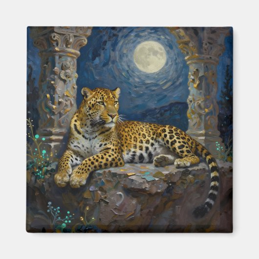 Majestätischer Leopard auf Klippenvorsprung Magnet (Vorne)
