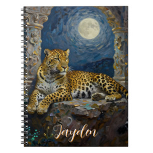 Majestätischer Leopard auf Klippenvorsprung Person Notizblock