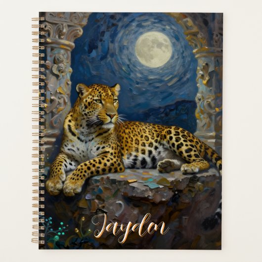 Majestätischer Leopard auf Klippenvorsprung Person Planer (Vorderseite)