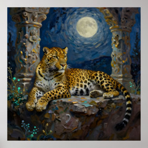 Majestätischer Leopard auf Klippenvorsprung Poster
