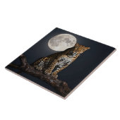 Majestätischer Leopard und Vollmond   Fliese (Seite)