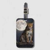 Majestätischer Leopard und Vollmond Gepäckanhänger (Vorderseite Vertikal)
