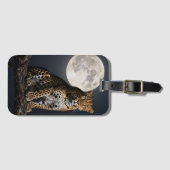 Majestätischer Leopard und Vollmond Gepäckanhänger (Vorderseite (Horizontal))