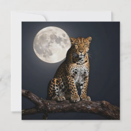 Majestätischer Leopard und Vollmond Leerkarte