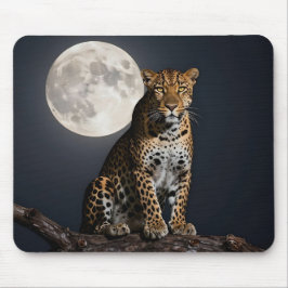 Majestätischer Leopard und Vollmond Mousepad