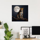 Majestätischer Leopard und Vollmond Poster (Heimbüro)
