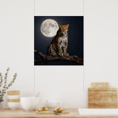 Majestätischer Leopard und Vollmond Poster (Küche)