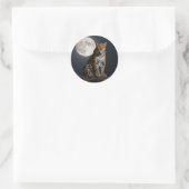 Majestätischer Leopard und Vollmond   Runder Aufkleber (Tasche)