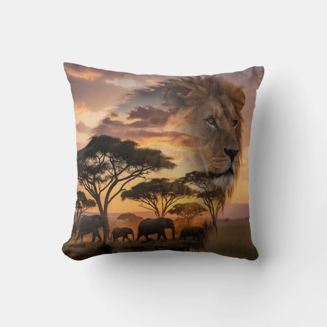 Majestätischer Löwe & Giraffe Milchstraße | Afrika Kissen (Vorderseite)