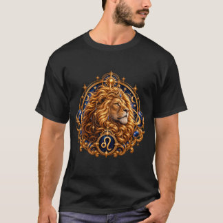 Majestätischer Löwe Himmelslöwe Gold Zodiac Kunst T-Shirt