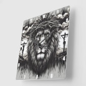 Majestätischer Löwe mit einer Dornkrone Quadratische Wanduhr (Winkel)