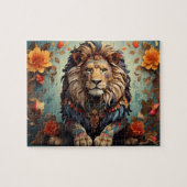 Majestätischer Löwe unter Blume Puzzle (Horizontal)