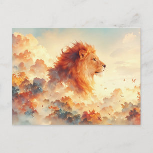 Majestätischer Löwen-Wolkenwald-Sonnenuntergang Postkarte