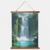 majestätischer mehrstufiger Wasserfall Wandteppich Mit Holzrahmen (Vorderseite)