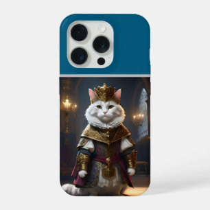 "Majestätischer Monarch: Die königliche weiße Katz iPhone 15 Pro Hülle