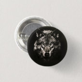 Majestätischer monochromer wilder Wolf Button (Vorne & Hinten)