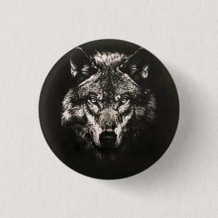Majestätischer monochromer wilder Wolf Button