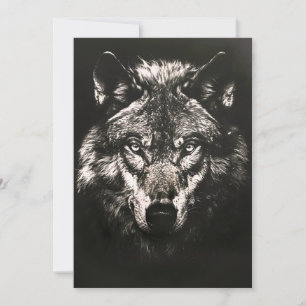 Majestätischer monochromer wilder Wolf Feiertagskarte