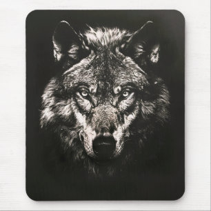 Majestätischer monochromer wilder Wolf Mousepad