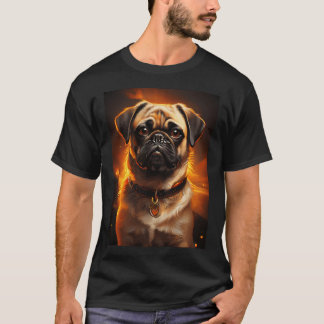 Majestätischer Mops mit feurigem Hintergrund T-Shirt