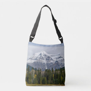 Majestätischer Mount Robson über Wald und Wiese Tragetaschen Mit Langen Trägern