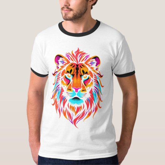 Majestätischer neon Löwe T-Shirt (Vorderseite)