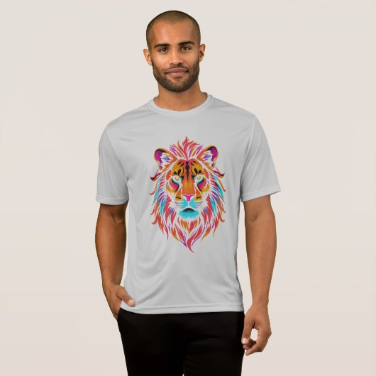 Majestätischer neon Löwe T-Shirt (Vorne ganz)