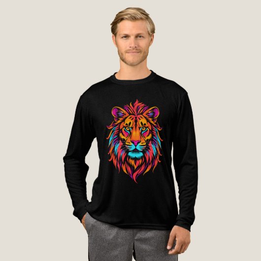 Majestätischer neon Löwe Tri-Blend Shirt (Volle Vorderseite)