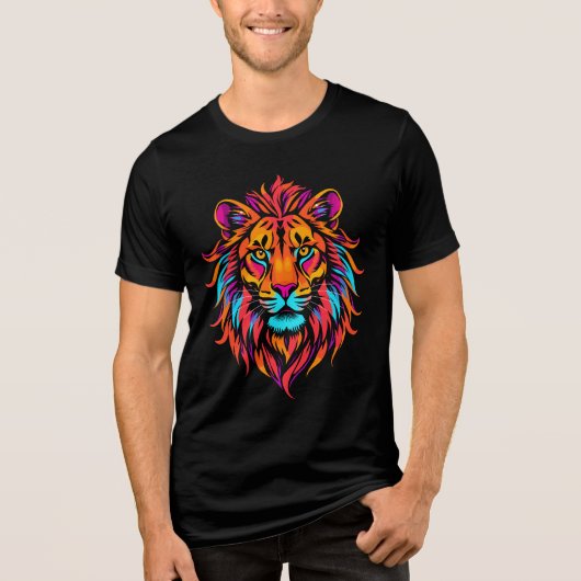 Majestätischer neon Löwe Tri-Blend Shirt (Vorderseite)