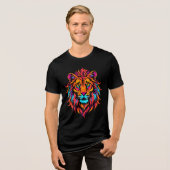 Majestätischer neon Löwe Tri-Blend Shirt (Vorderseite voll)