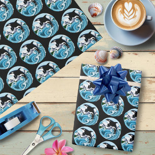 Majestätischer Orca-Schlachterwal Blau WellenOzean Geschenkpapier