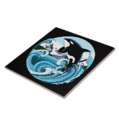 Majestätischer Orca-Schwertwal Blaue Wellen Ozean Fliese (Seite)