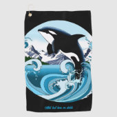 Majestätischer Orca-Schwertwal Blaue Wellen Ozean Golfhandtuch (Vorderseite)