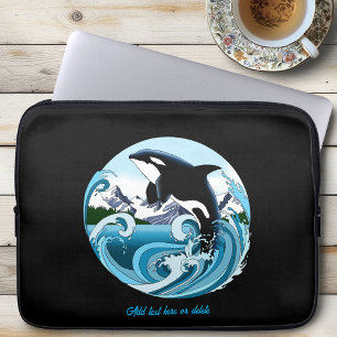 Majestätischer Orca-Schwertwal Blaue Wellen Ozean Laptopschutzhülle