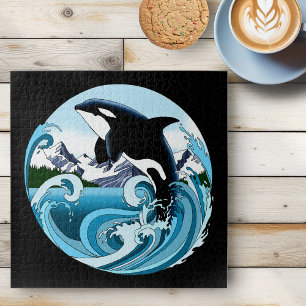 Majestätischer Orca-Schwertwal Blaue Wellen Ozean Puzzle