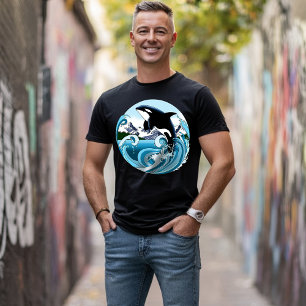 Majestätischer Orca-Schwertwal Blaue Wellen Ozean T-Shirt