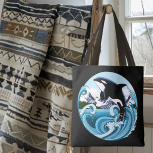 Majestätischer Orca-Schwertwal Blaue Wellen Ozean Tasche