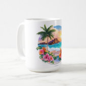 Majestätischer Palmenbaum und Sonnenuntergang in T Kaffeetasse (Vorderseite Links)